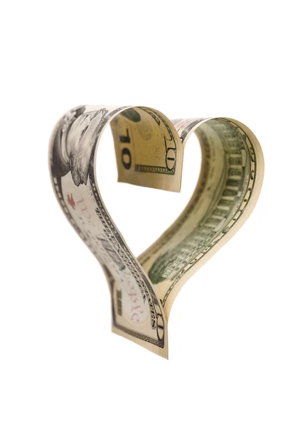 Herzförmiges Geld — Stockfoto