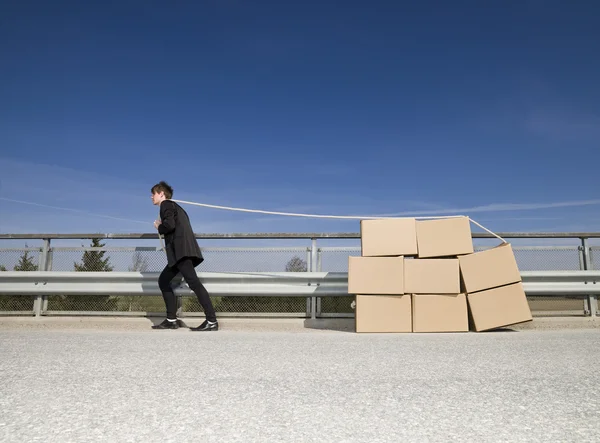 Man with Moving Boxes — Stock Photo, Image