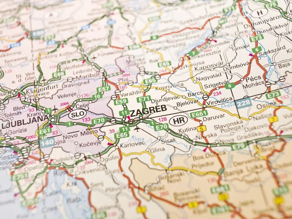 Карта міста Загреба — стокове фото