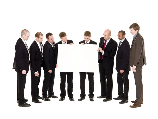 Grupo de homens com um sinal limpo — Fotografia de Stock