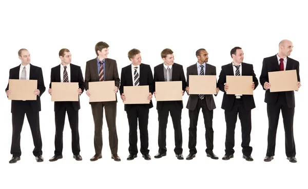 Men holding signs — Stock Photo, Image