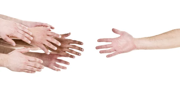 Hand sträcker ut handen efter hjälp — Stockfoto