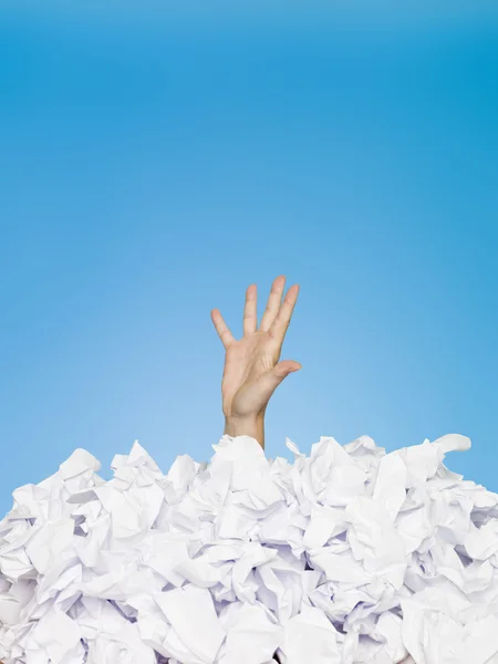 Human buried in papers — Stock Photo, Image