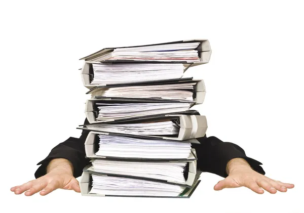 Human behind a stack of Ring Binders — Stock Photo, Image