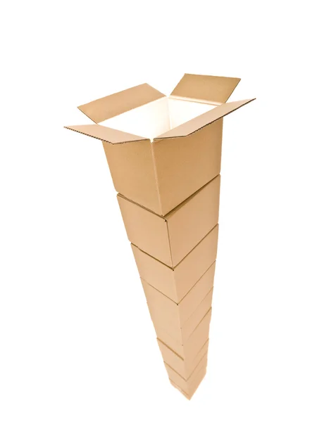 Věž kartonových krabic — Stock fotografie