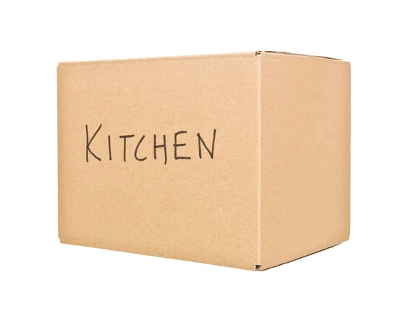 Картонна коробка, позначені кухня — стокове фото