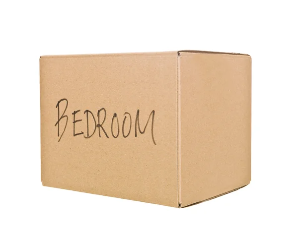 Cardboard Box marked Bedroom — Stock Photo, Image