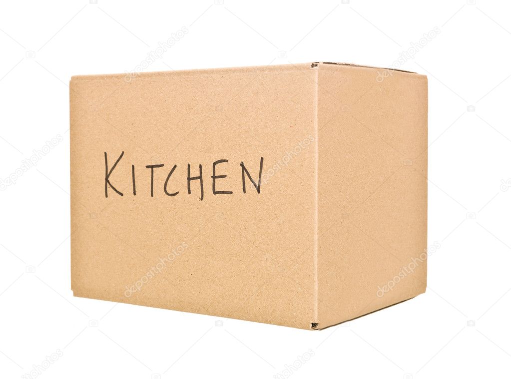 Cardboard Box marked Kitchen
