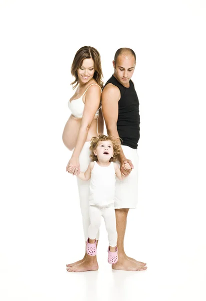 彼女の家族と一緒に妊娠中の女性 — ストック写真
