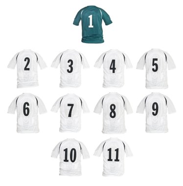 Football shirts formed as a team clipart