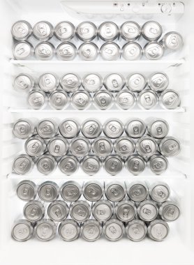 Beer cans in the refrigerator clipart