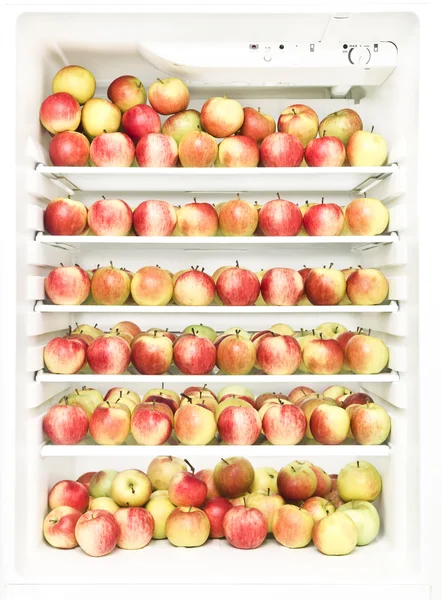 stock image Refrigerator with several apples