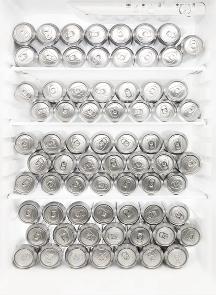 Beer cans in the refrigerator — Stock Photo, Image