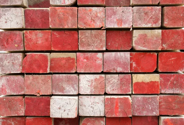 Red painted lumber — Stock Photo, Image