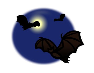 Bats flying around the full moon clipart