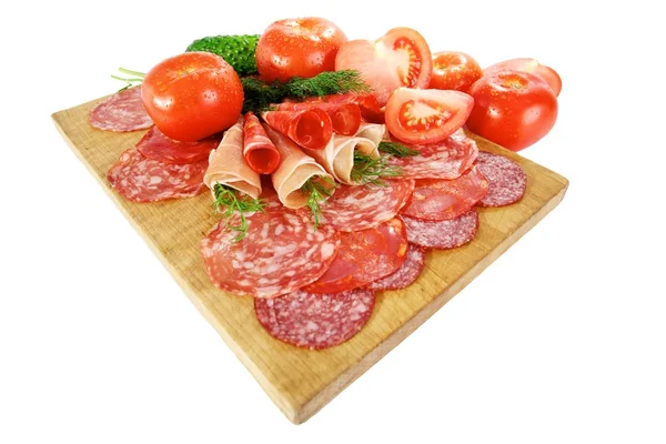 Räucherfleisch und Salami — Stockfoto