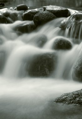 Waterfall, black and white clipart