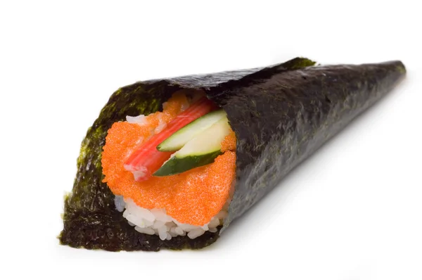 冷轧 temaki 寿司的手 — 图库照片