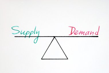 Supply and demand at equilibrium clipart