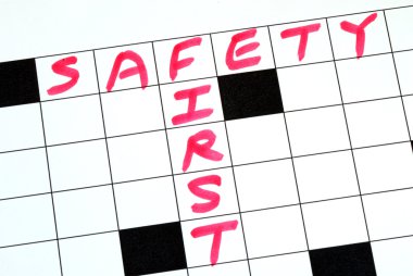 Safety First text in a cross word puzzle clipart