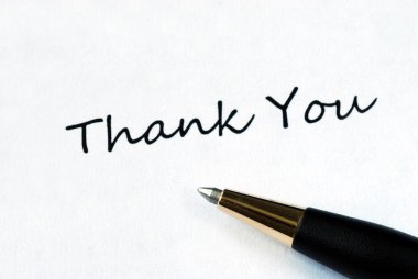 Ball pen on white background showing Thank You clipart