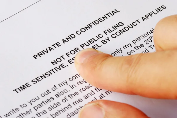 Pointing to the privacy and confidential issues — Stock Photo, Image