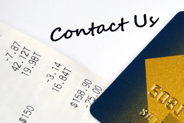 Entre em contato com o serviço ao cliente para problemas relacionados ao cartão de crédito — Fotografia de Stock