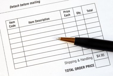 Fill in the purchase items in an order form clipart