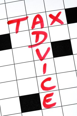 Write the words Tax Advice in the crossword puzzle clipart