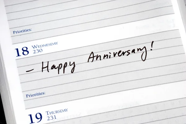 Mark the anniversary in the day planner — Stock Photo, Image