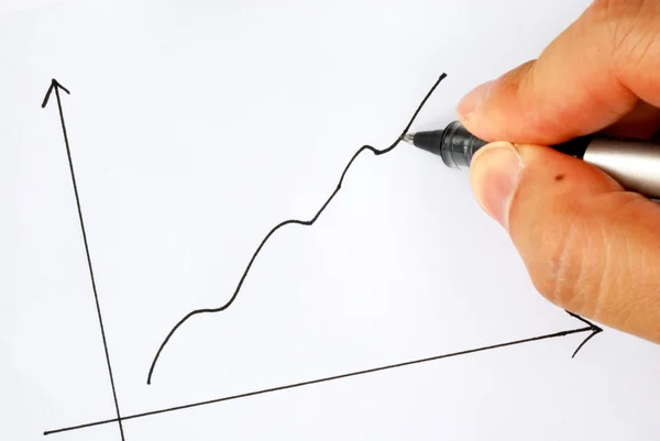 Dibujo de un gráfico de proyección de beneficios conceptos de hacer dinero —  Fotos de Stock