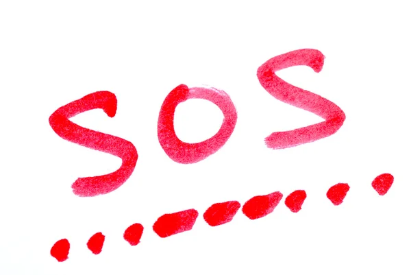 Escreva SOS com seus conceitos de código morse de ajuda — Fotografia de Stock