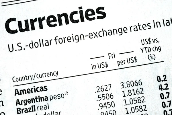 Consultez les taux de change du journal — Photo