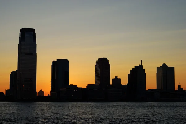 Silhouette of the skyline for Exchange Place in New Jersey — Stock Photo, Image