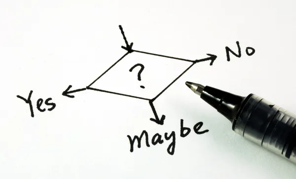 Sim, não, ou talvez conceitos de tomada de decisão de negócios — Fotografia de Stock