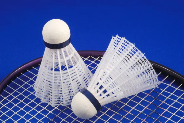 Badminton badmintonbollen och racket begreppen sport — Stockfoto