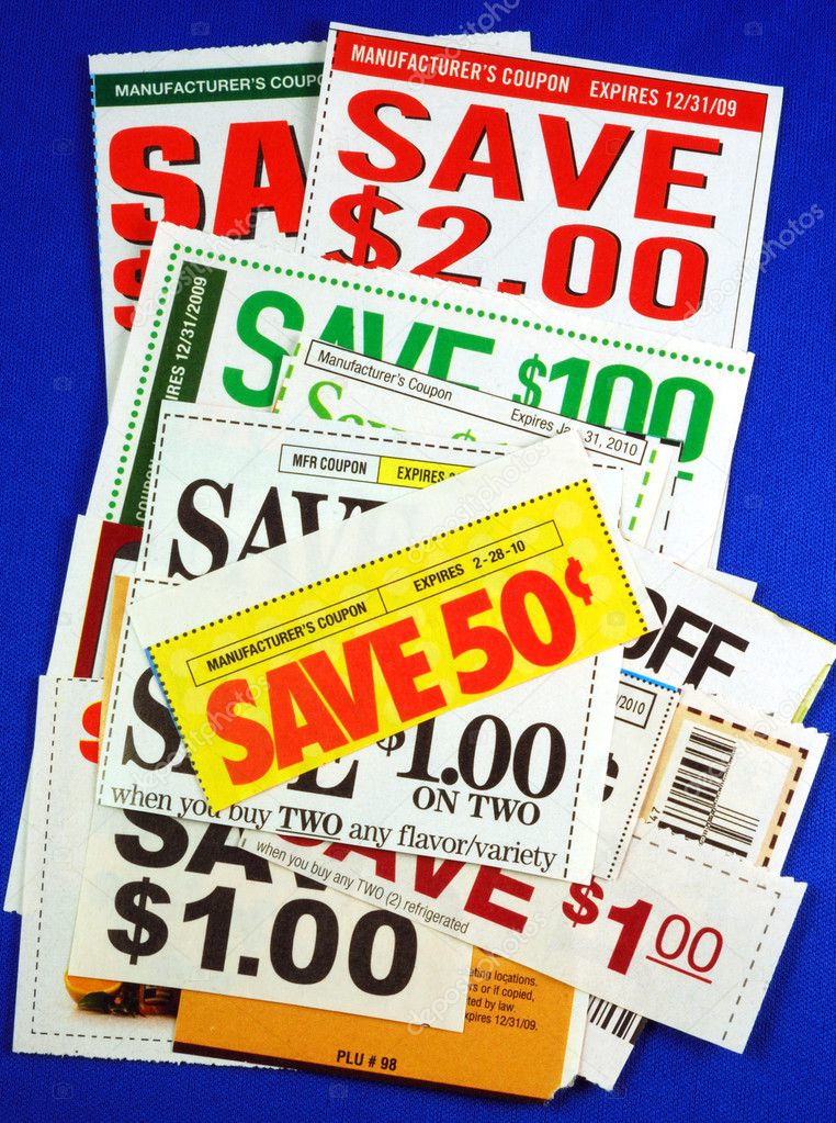 Stack of coupons concepts of saving money
