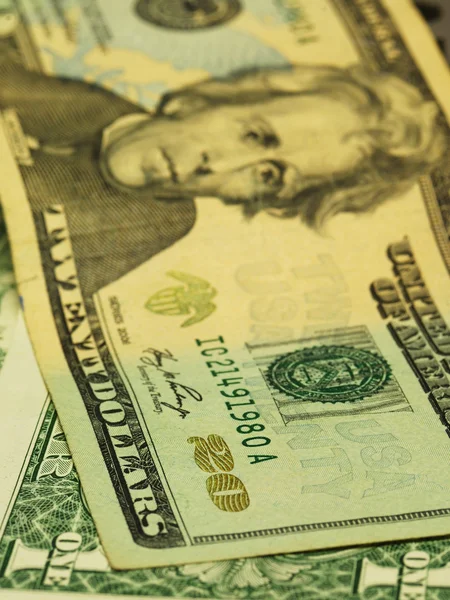 Close up view of the $20 bill focused on the word “20” at the corner — Stock Photo, Image