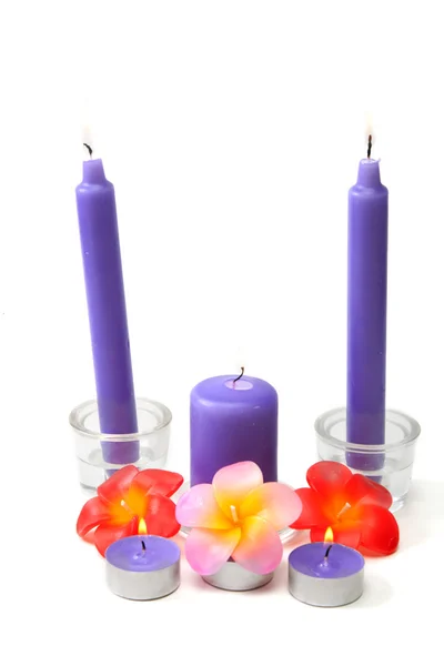 Fialové svíčky — Stock fotografie