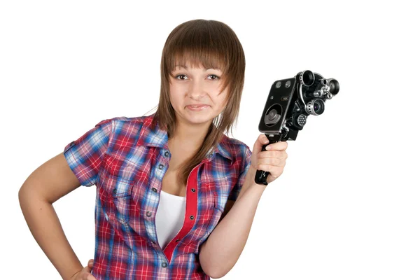 stock image Beautiful girl in plaid shirt