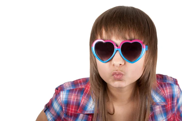 Retrato menina bonita em óculos de sol — Fotografia de Stock