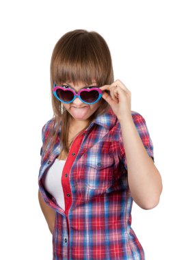 Portrait beautiful girl in sunglasseses clipart