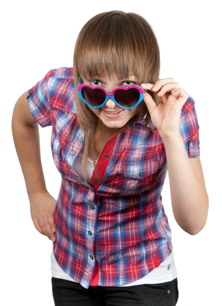 Sunglasseses에서 젊은 아름 다운 소녀 — 스톡 사진