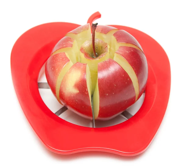 Красное яблоко и специальный нож — стоковое фото