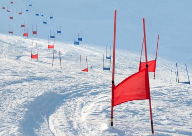 Ski gates with parallel slalom clipart