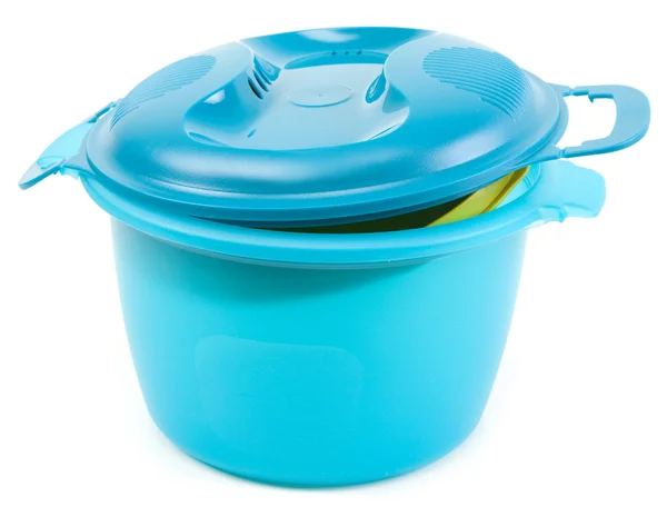 青いプラスチック製の鍋 — ストック写真