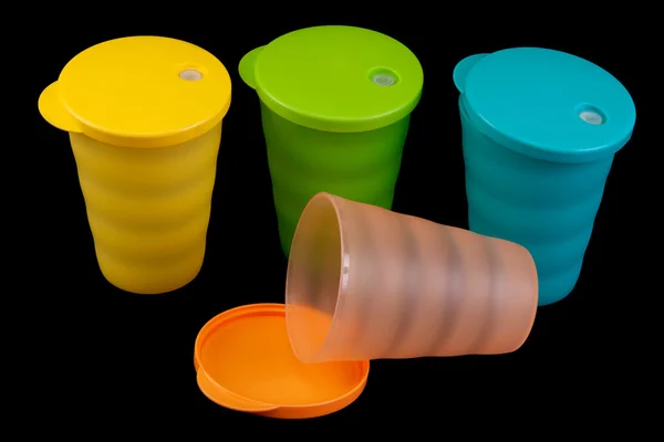 Colore bicchieri di plastica — Foto Stock