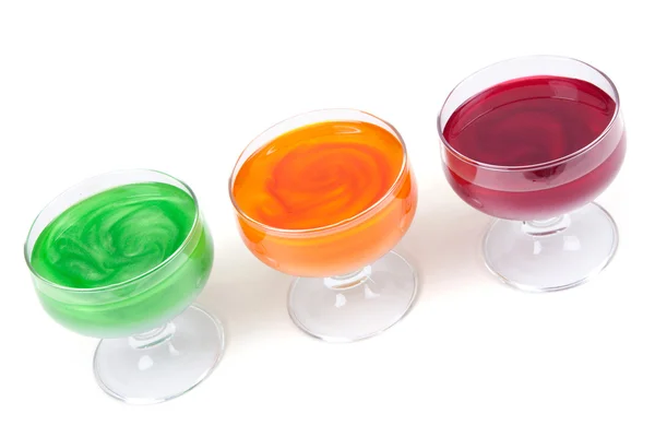 Green, yellow and red jelly in glass — Stock Photo, Image