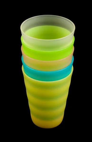 Kleur plastic glazen door stapel — Stockfoto