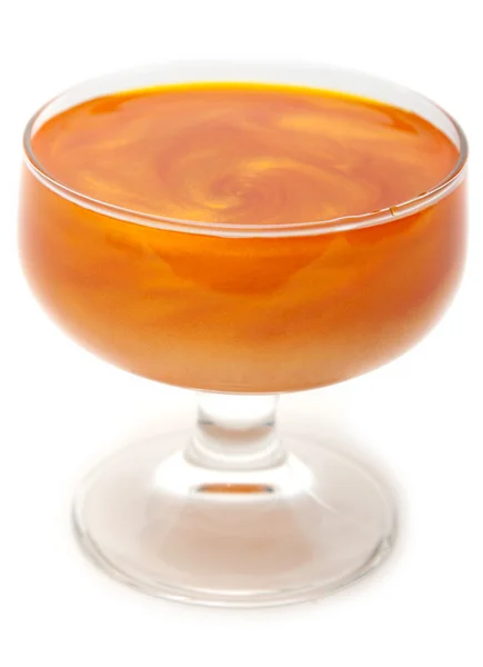 Orange jelly in transparent glas — Stock Photo, Image